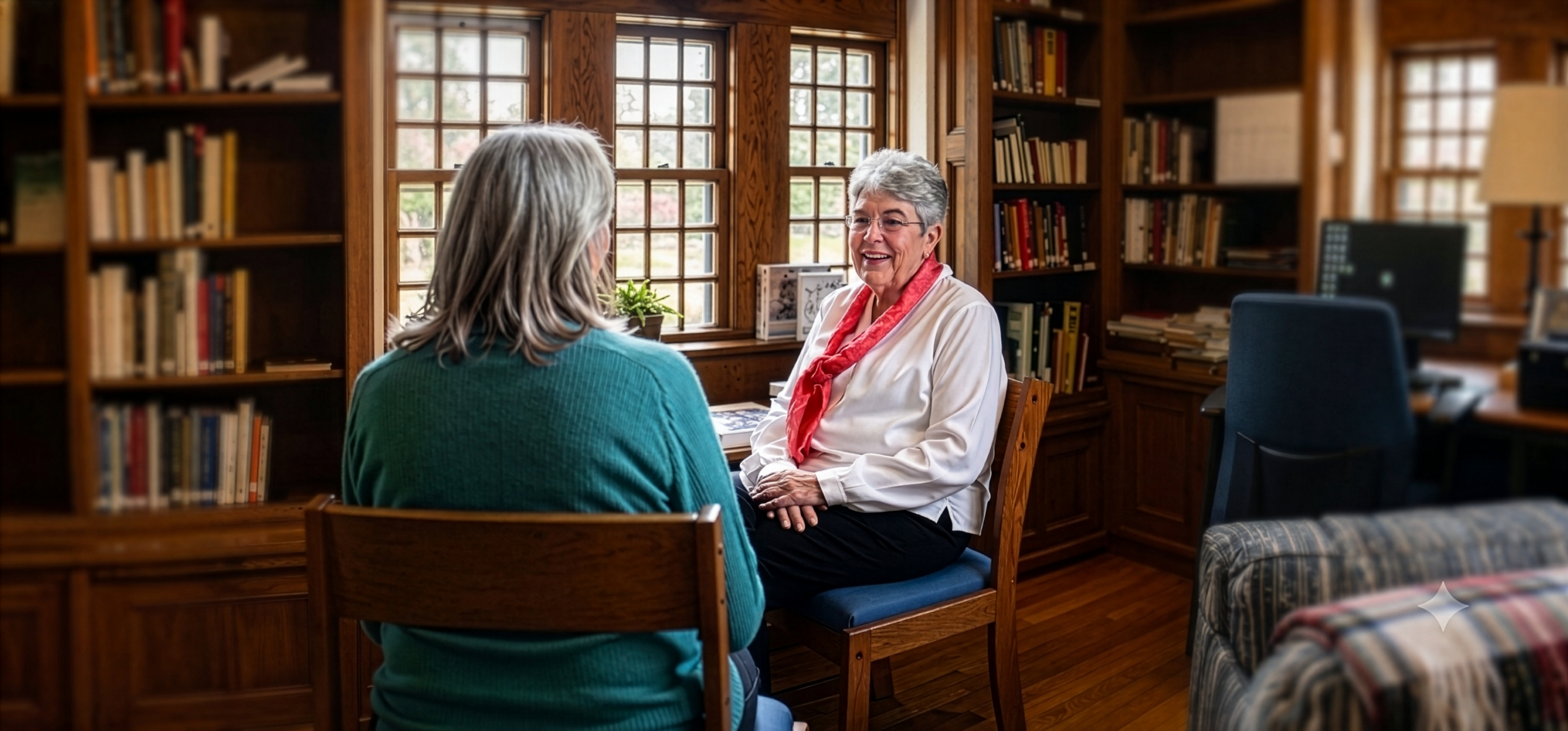 A Stephen Minister listens with care during a one-to-one conversation.
